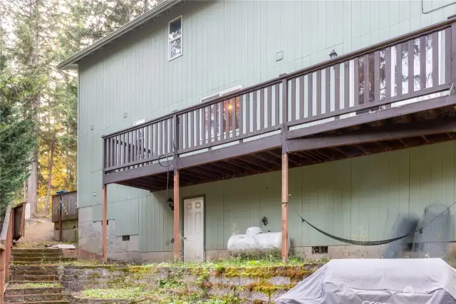 Sloped backyard with patio space