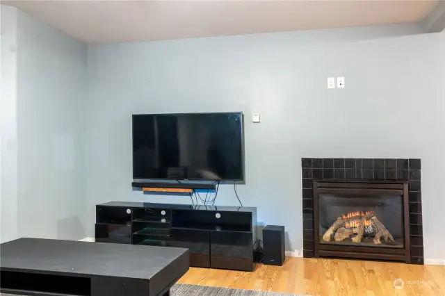 Living room with gas fireplace on main level