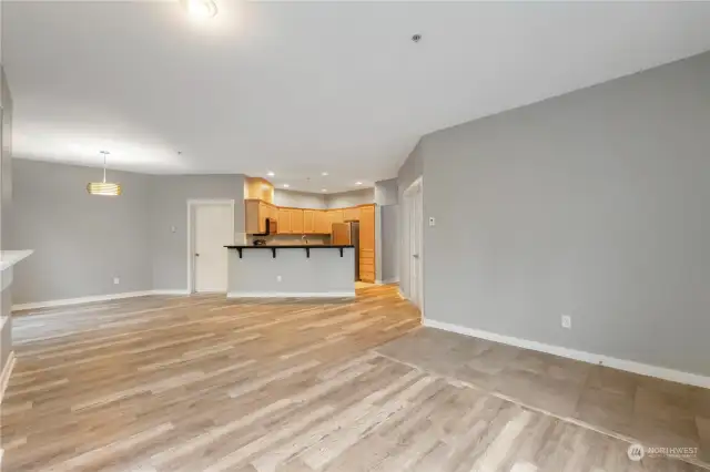 The living room is wide open with so much natural light.