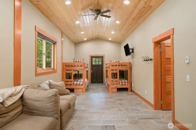 Bunk house shot from front entry to back.