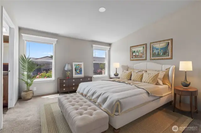 Virtually staged Primary bedroom.