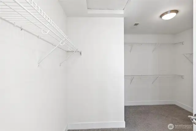 The large primary closet is oversized.