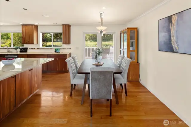 Dining Space with double doors to outside deck