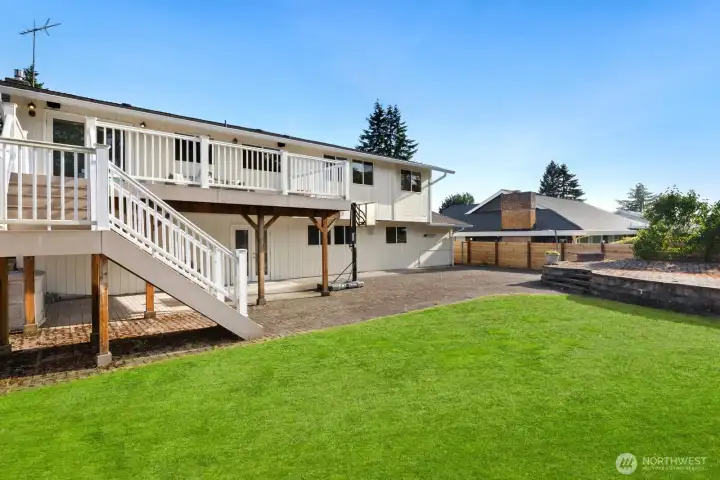 Large backyard, - photo enhanced grass