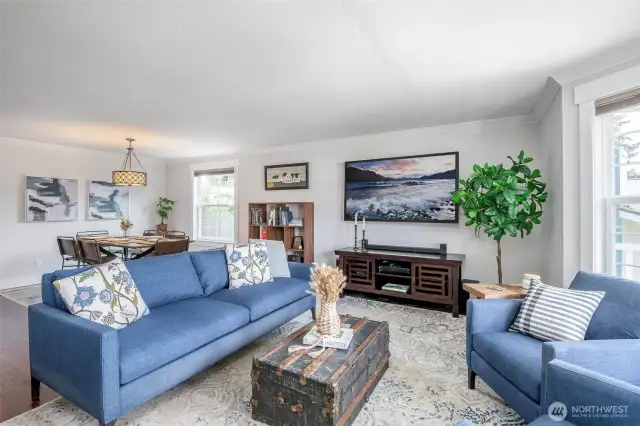 Open to the formal dining space for entertaining