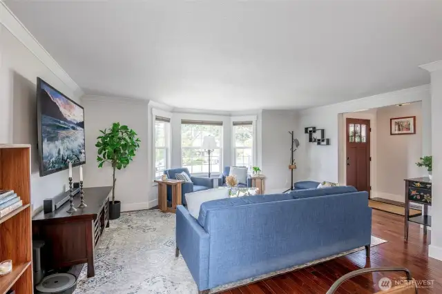 Crisp, creamy white paint and crown molding throughout