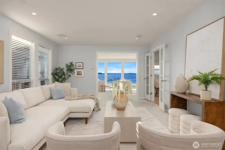 View of the upper level which offers privacy from the rest of the home: out-of-town guest bedroom and sitting area...