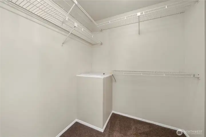 Primary suite walk-in closet.