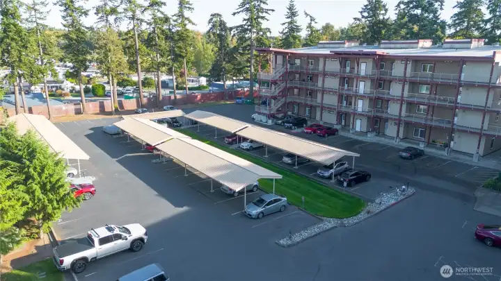 Back of the complex parking area.