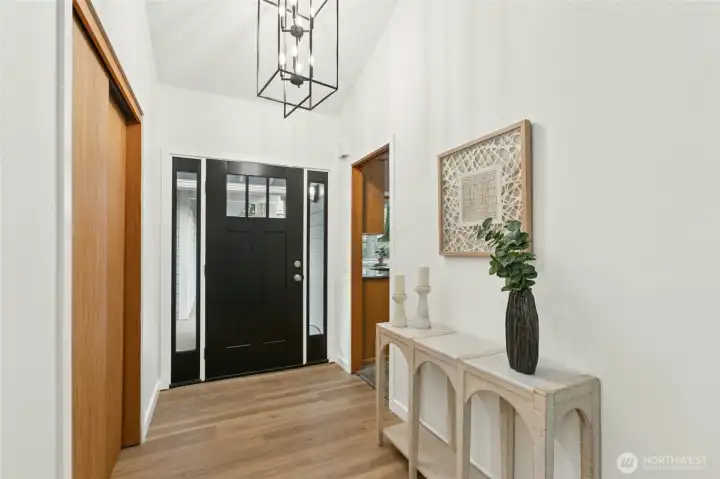 A generous entry with large closet for coats and storage