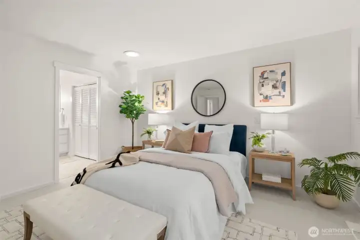 Primary suite, view to the private bath.