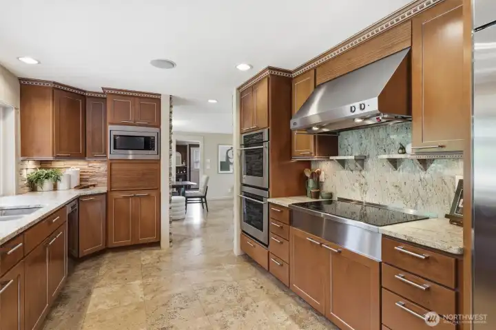 Chefs will adore the upgraded kitchen with built-in stainless appliances.