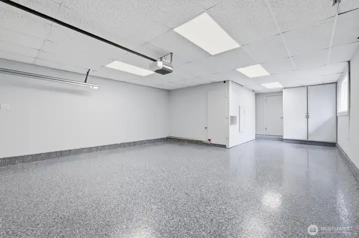 2-car attached garage with extra storage.