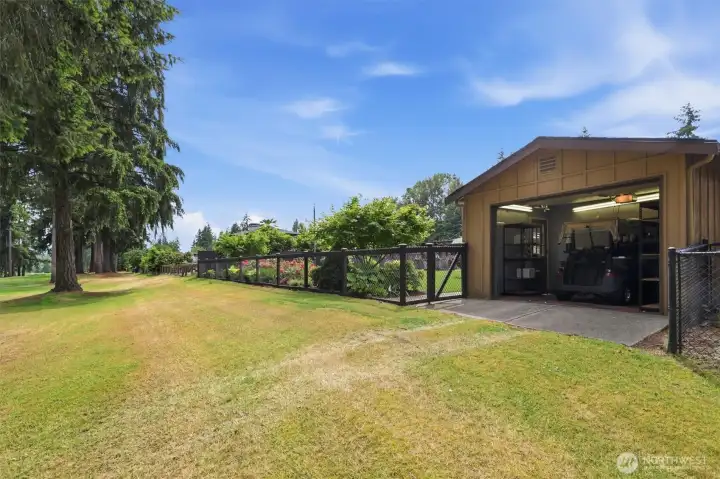 If you're a member of the club, you can drive your golf cart from the shed right onto the course!