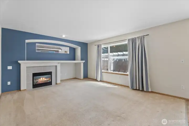 Family room with gas fireplace