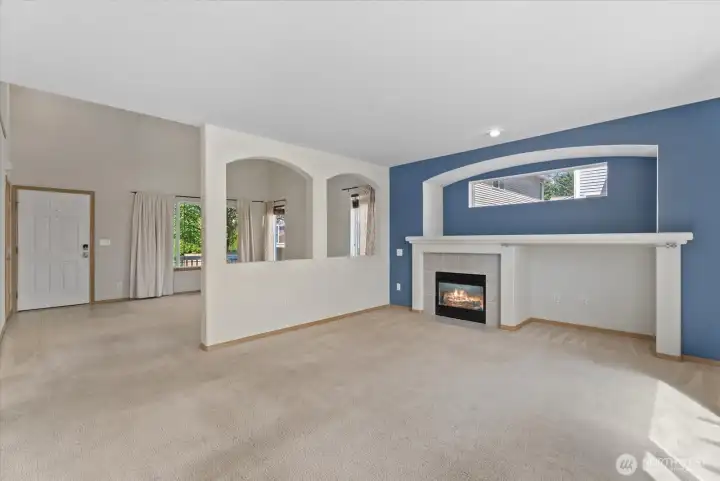 Another view of the family room and entry