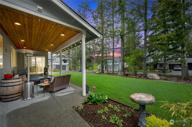 Amazing covered patio for entertaining all year long is wired for a television.