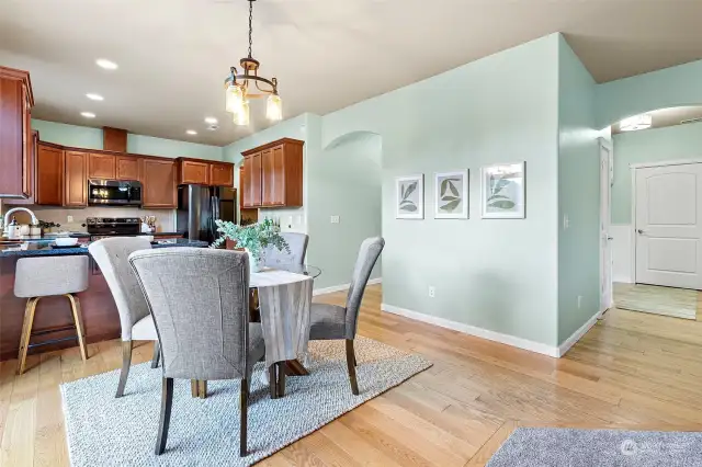 This photo allows you to see the circular flow of the main level of the home.