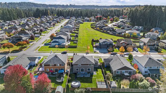 Lovely green space across the street from the home.