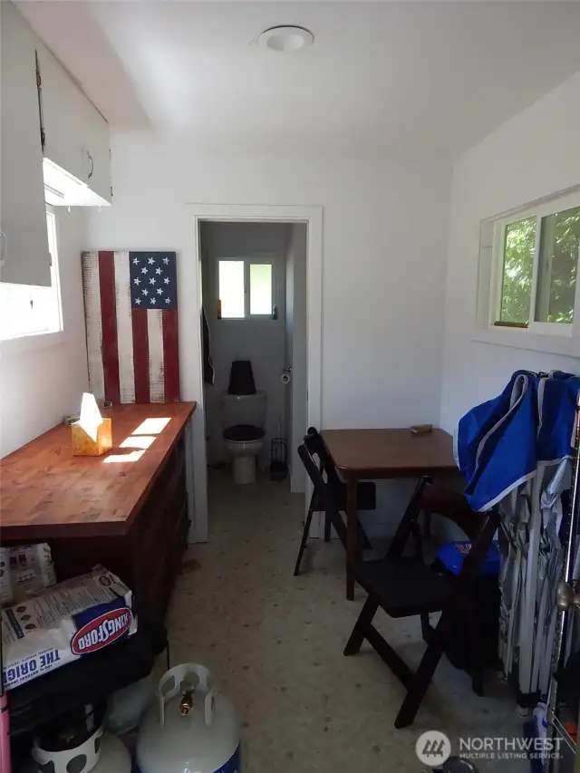 Latrine storage area.