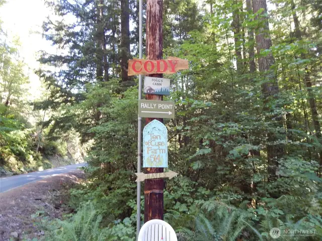 1.8 miles E Carr rd, turn R. follow to bottom R at Y.