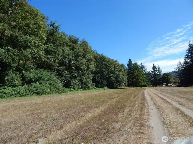 Continue on dirt Rd across field.