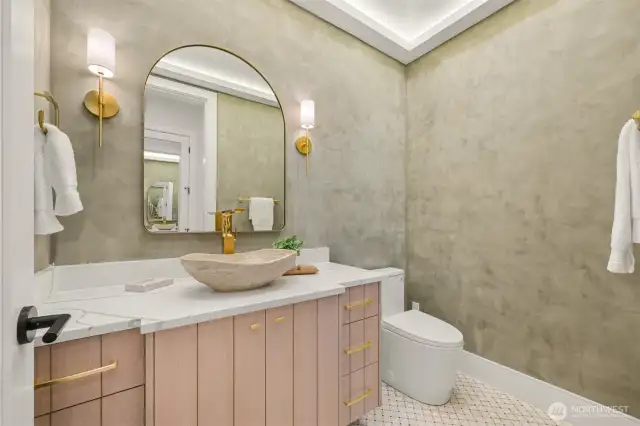Powder bathroom on the main level.