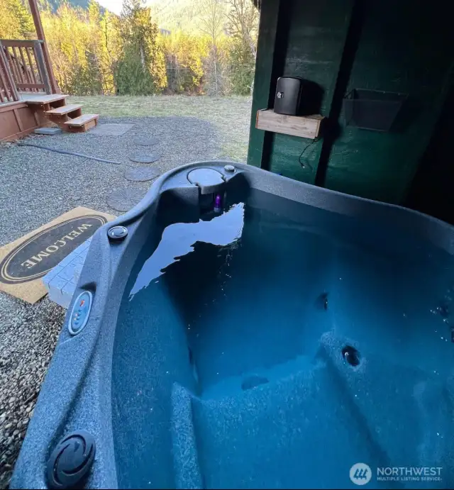 Gorgeous view from the hot tub for two.
