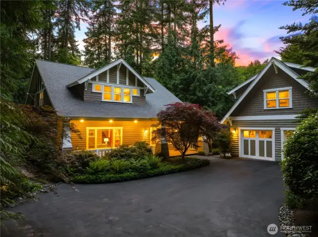 The detached two-car garage includes an ADU of approx. 624 sf of permitted space with 1 bedroom, full kitchen and a full bath and includes its own washer & dryer.  Additional insulation was added in garage and between the space above.  The ADU also has a separate parking spot at the top of driveway.