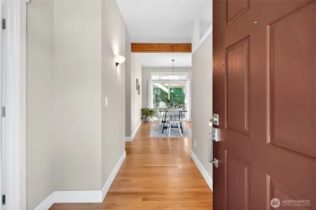 Main entrance with beautiful hardwood floors throughout