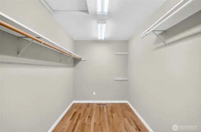 Oversized walk-in closet off of primary bath
