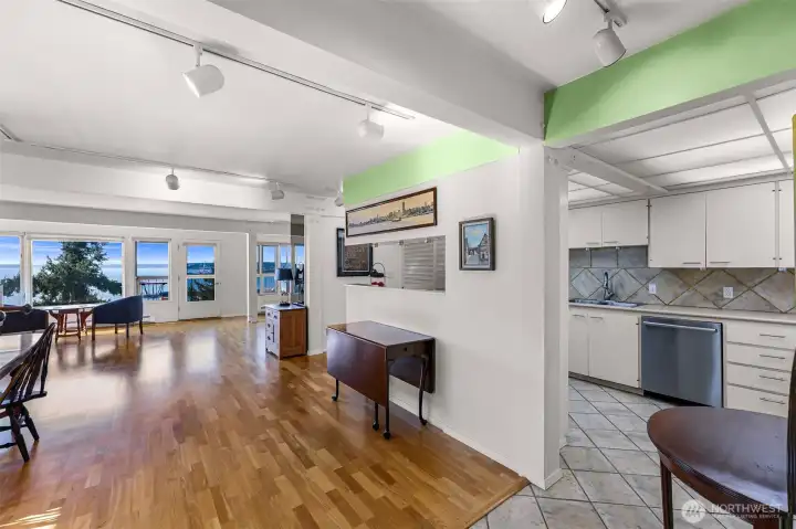 Entry opens in to the dining and kitchen space