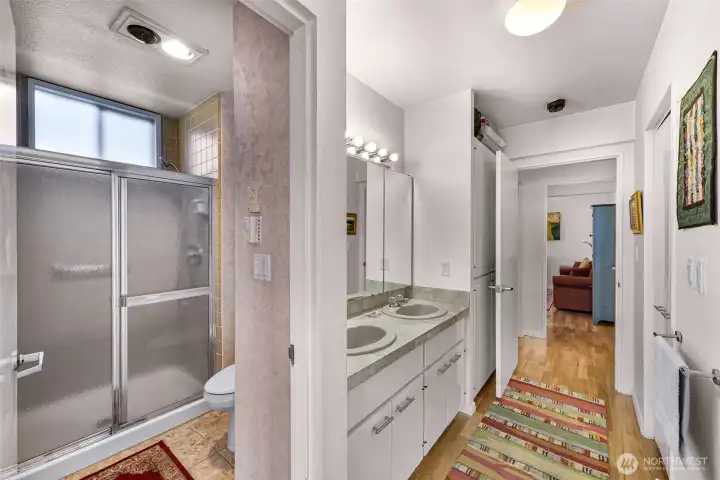 Separate ensuite with large stand up shower and private toilet