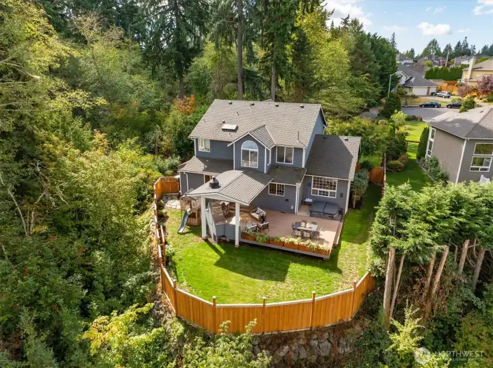 Fully-fenced backyard is very private