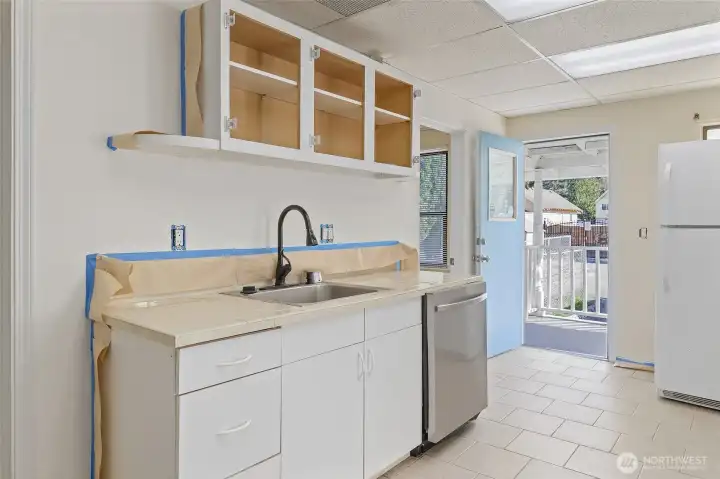 Kitchen while being painted