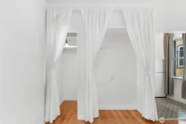 Perfect alcove for Murphy Bed- deep closet on the left