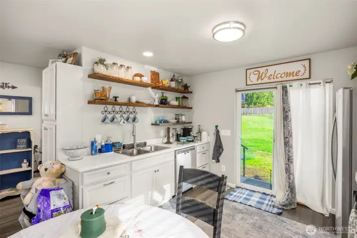 Kitchen and slider to back yard in ADU