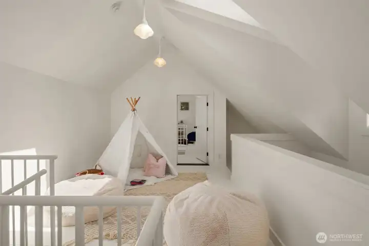 The loft is a perfect space for play, studying or working from home.
