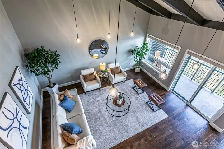 Outside covered deck extends the living space.