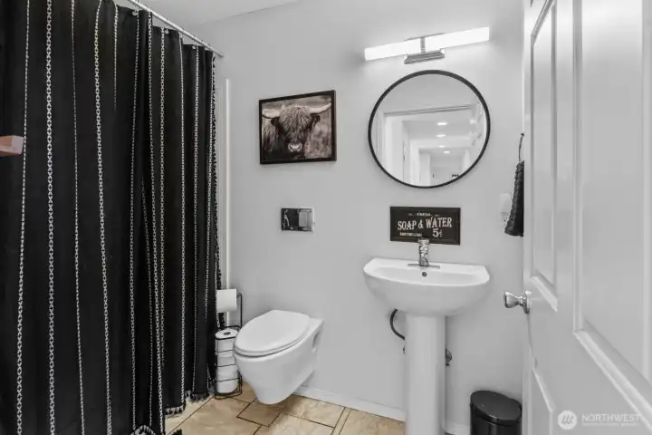 Guest bathroom with walking shower