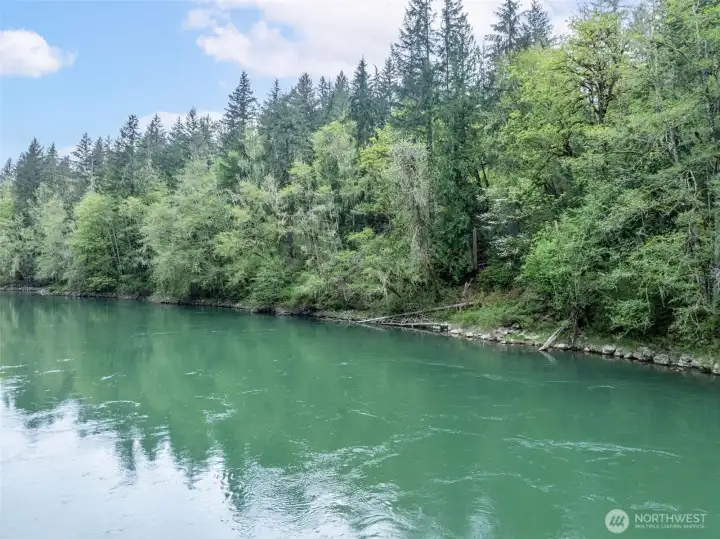 The beautiful Cowlitz River, fronts the property.