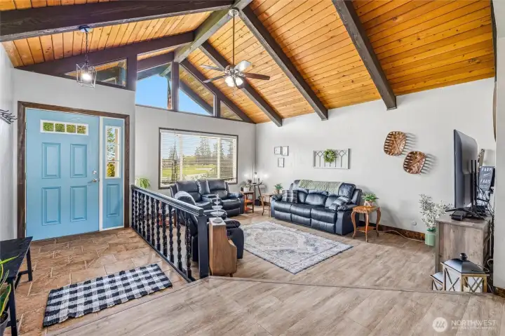 WOW, look at that cedar tongue and grove ceiling.