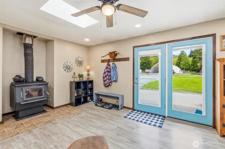 Family room with French doors out to the patio.