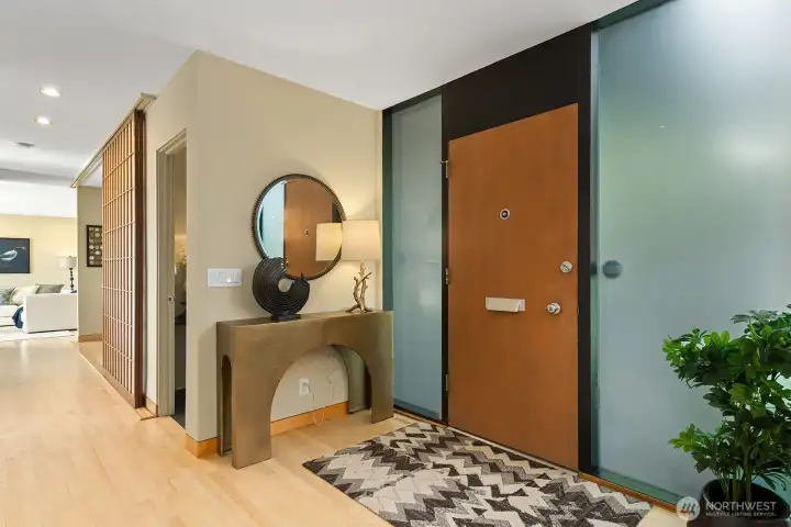 Welcoming entry with designer accents and clean architectural details