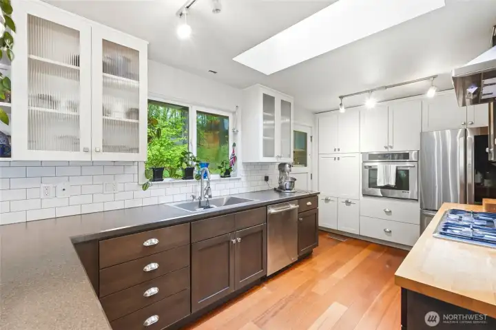 Kitchen skylight brings in abundant natural light. Kitchen skylight brings in abundant natural light.