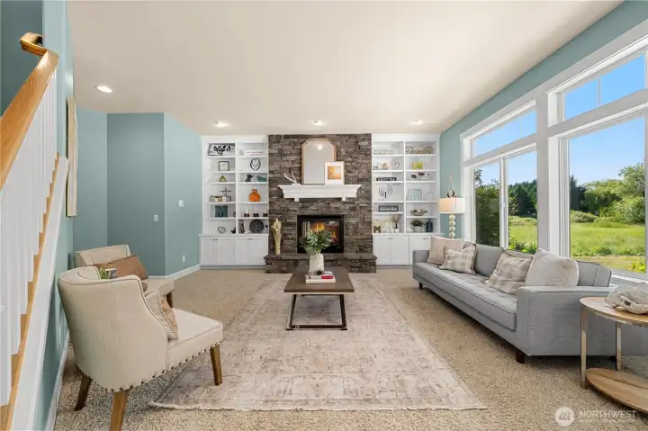 Tall ceilings & large windows bring the beauty of the outside in Tall ceilings & large windows bring the beauty of the outside in