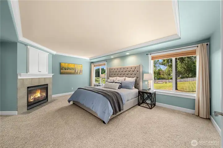 Primary suite with cozy fireplace Primary suite with cozy fireplace