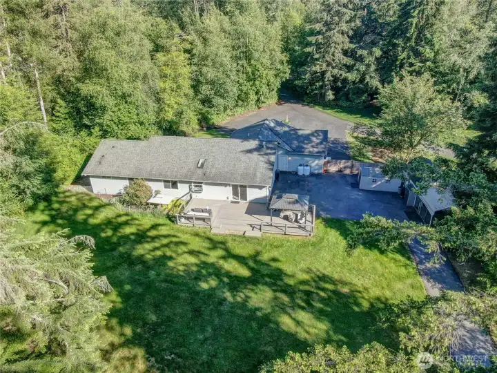 Aerial photo of back yard