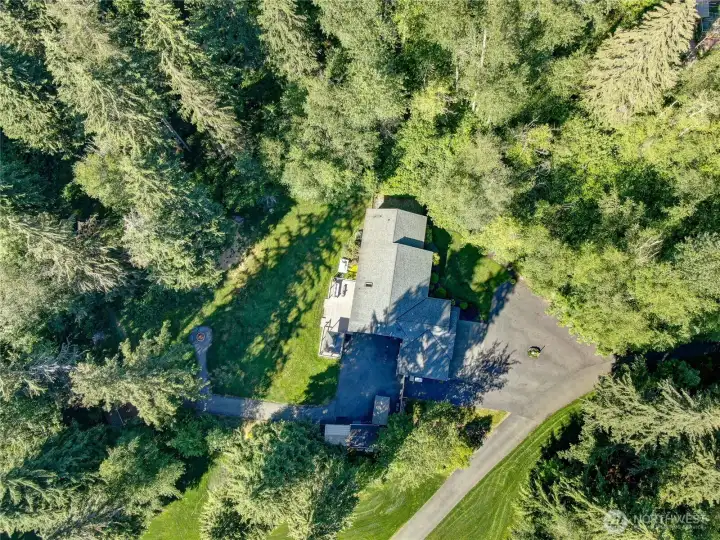 Aerial photo over the top of the residence