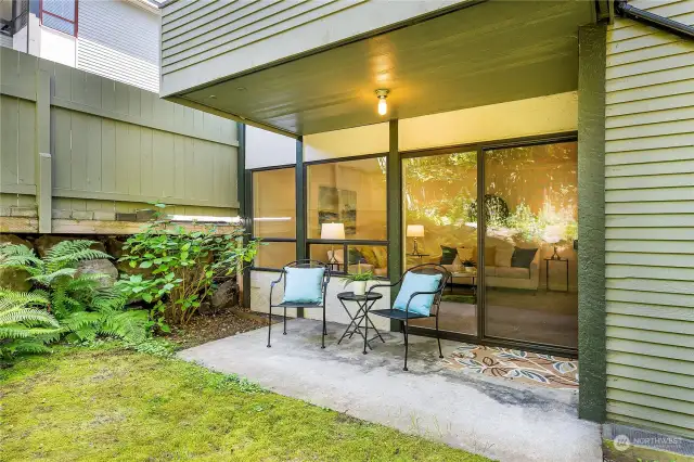 Outside covered patio allows year-round enjoyment.